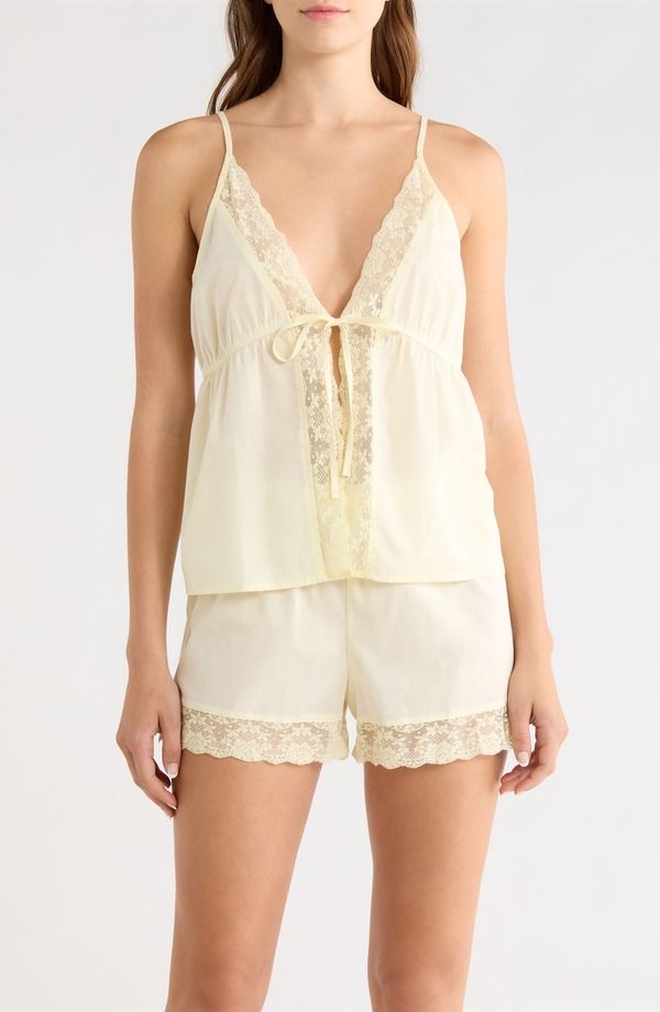 オープンエディット レディース アンダーウェア ナイトウェア コットン Open Edit Flirty Short Cotton Pajamas Yellow Sorbet イエロー