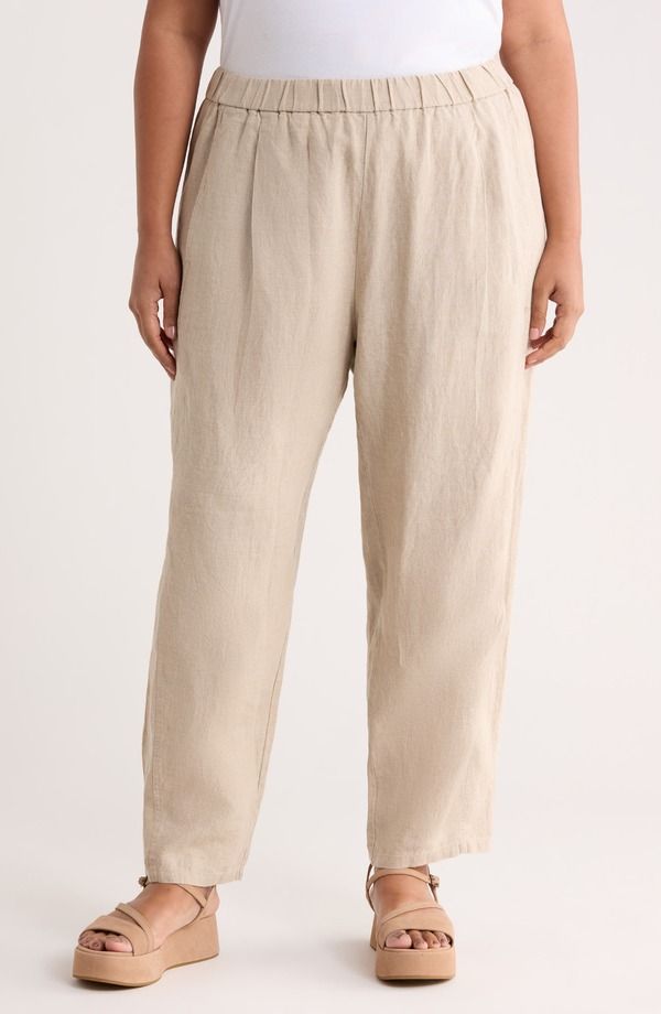 エイリーンフィッシャー レディース ボトムス レギンス プリーツ パンツ アンクル リネン Eileen Fisher Pleated Organic Linen Ankle Lantern Pants Undyed Natural