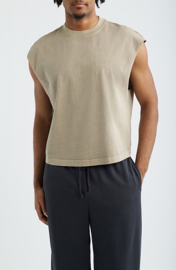 ビーピー メンズ トップス シャツ コットン BP Boxy Crop Cutoff Cotton Tank Tan Teak タン