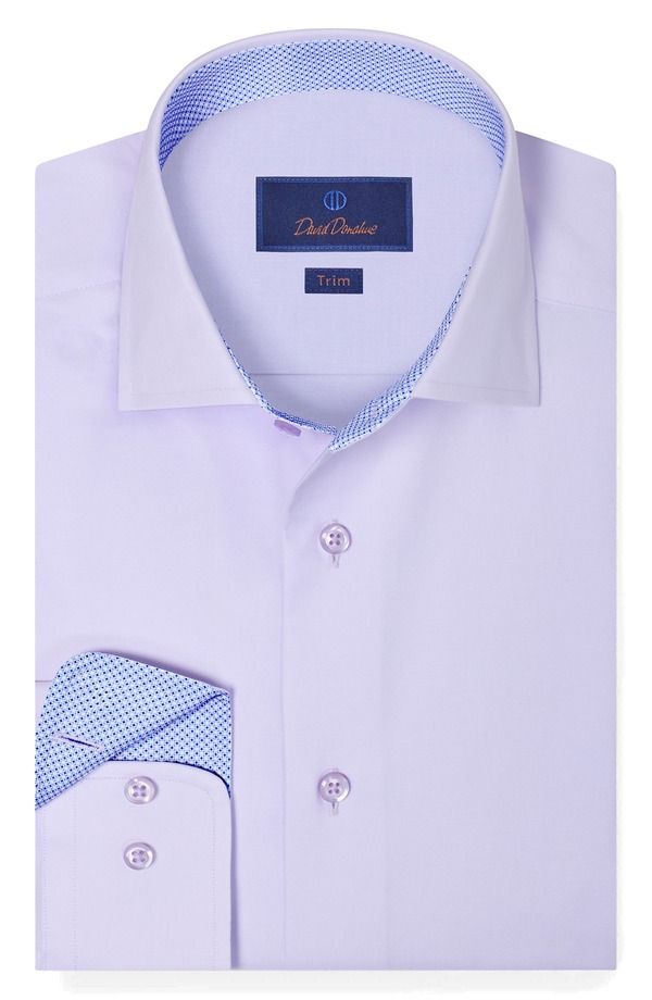 デイビッドドナヒュー メンズ トップス シャツ コットン Davidonahue Trim Fit Lilacotton Twill Dresshirt Lilac ライラック