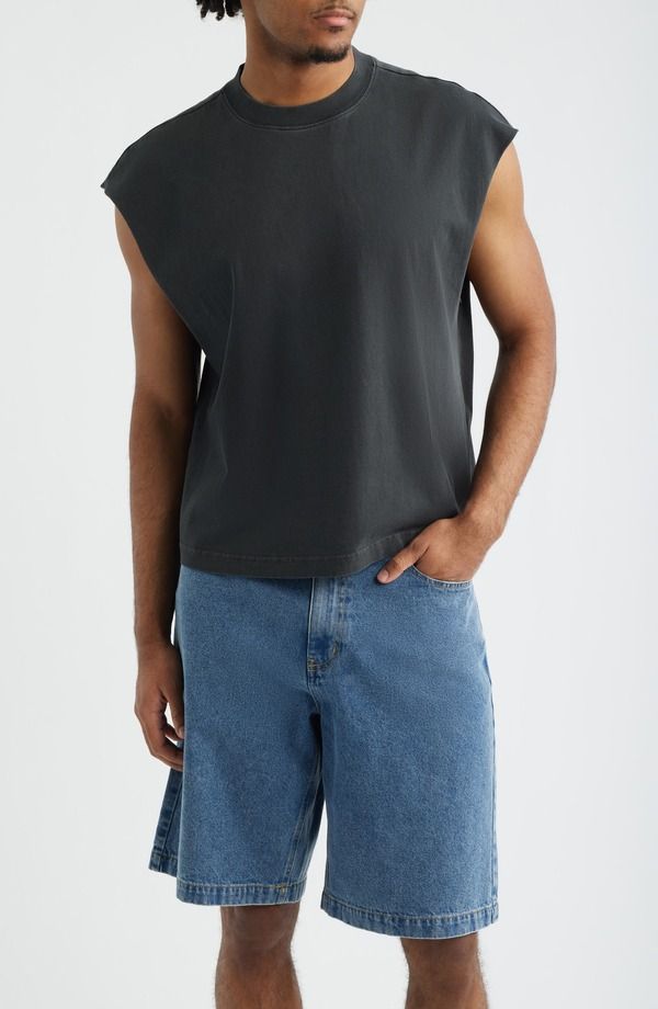 ビーピー メンズ トップス シャツ コットン BP Boxy Crop Cutoff Cotton Tank Black Faded ブラック