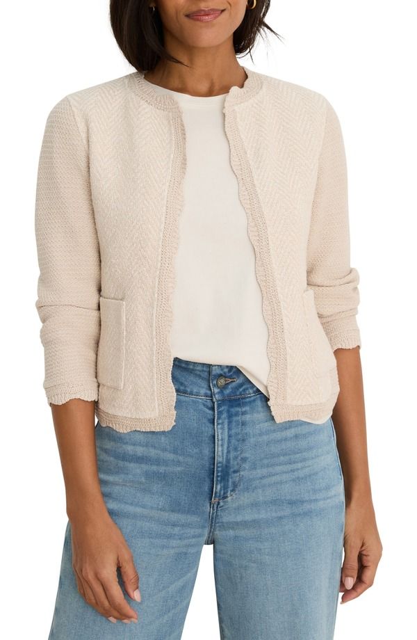 ニックプラスゾーイ レディース アウター ジャケット・ブルゾン NICZOE Scallop Trimixed Media Jacket Macadamia