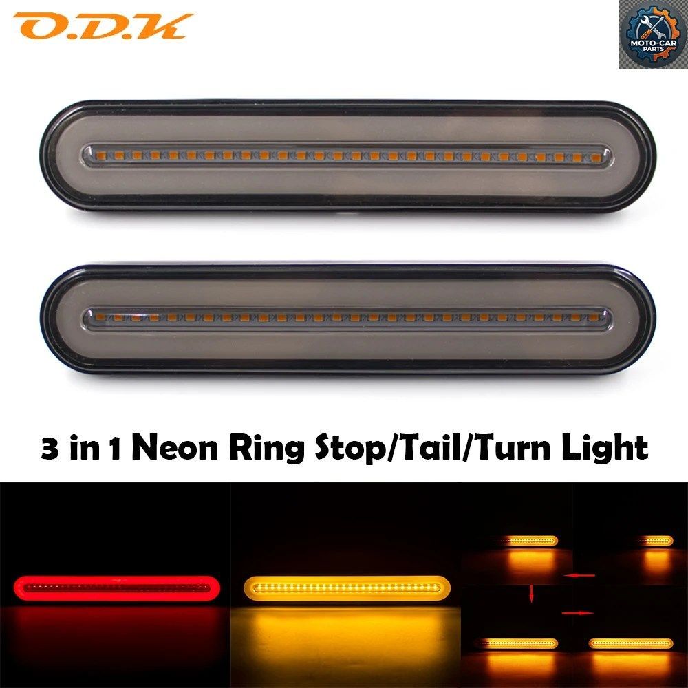 2個/4個 12V-24V 100 LED トレーラーライト 3イン1 ネオン ハローリング ブレーキ ストップ フローティングライト ウインカー 防水 ストロ