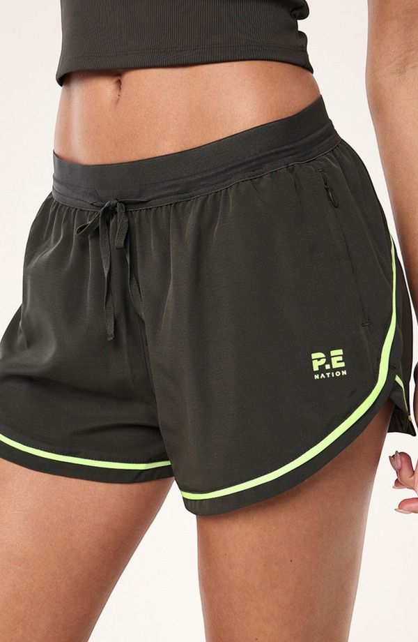 ピーイーネーション レディース ボトムス ハーフパンツ・ショーツ ショートパンツ PE Nation Linear Drawstring Shorts Caviar Lime ライム
