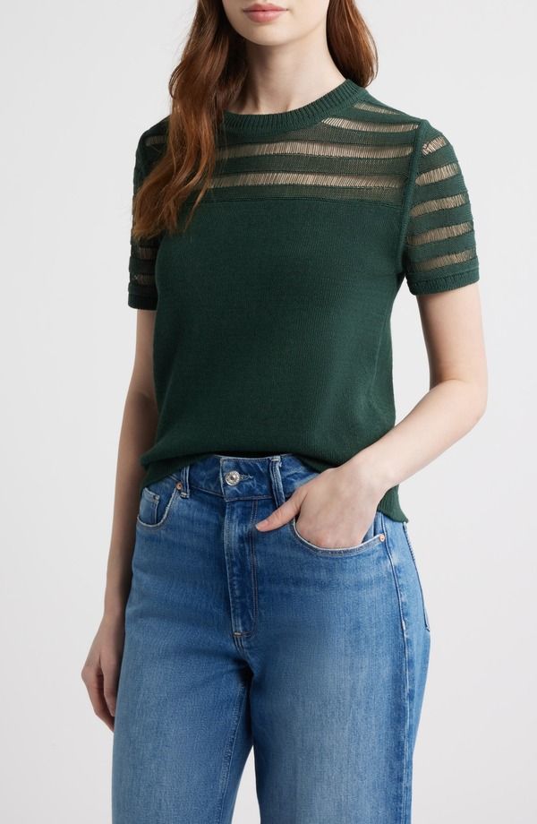 ラグアンドボーン レディース アウター パーカー・スウェット クルーネック セーター rag bone Britt Openwork Crewneck Sweater Forest フォレスト