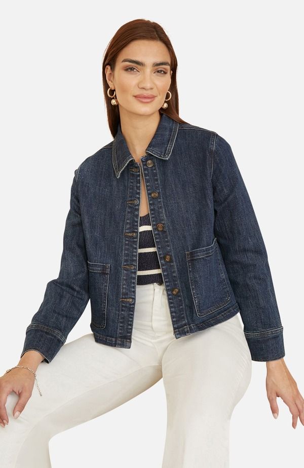 ユミキム レディース ボトムス デニムパンツ ジャケット Yumi Denim Jacket With Patch Pockets Blue ブルー
