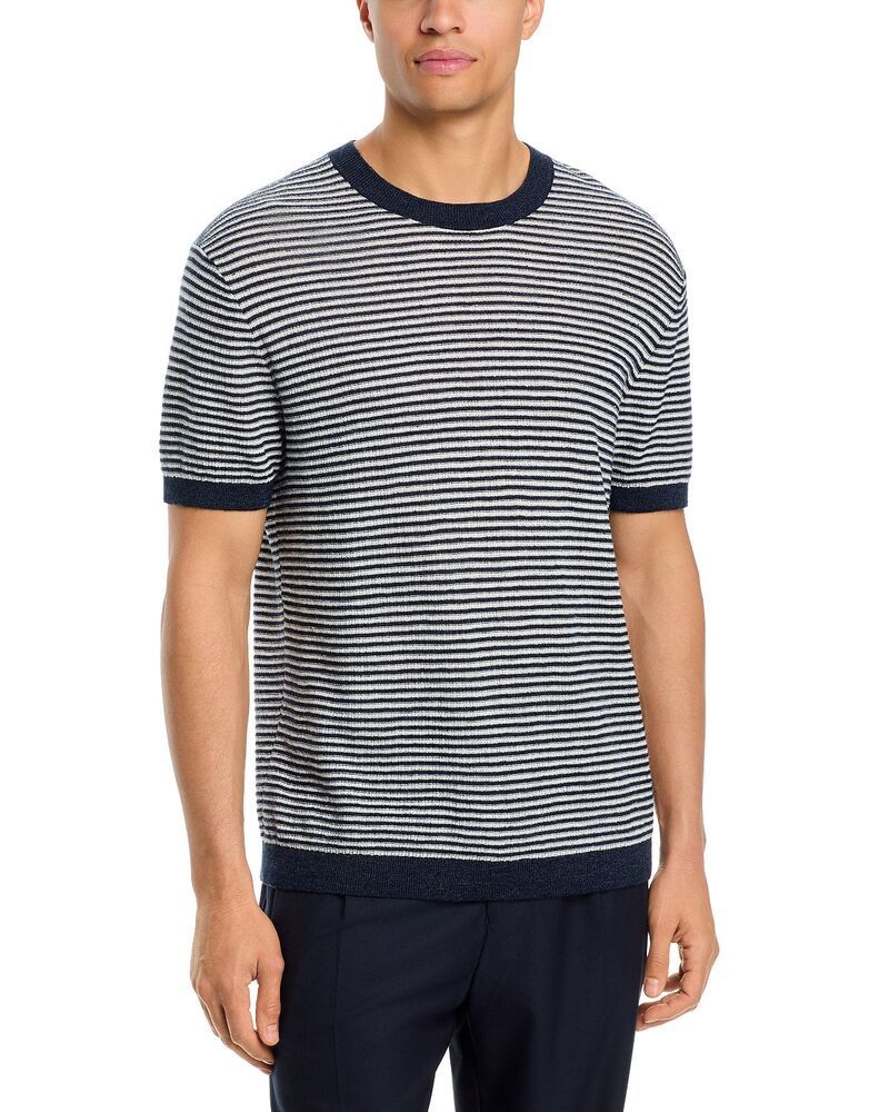 セオリー メンズ トップス シャツ リネン Theory Neo Pacific Linen Stripe TShirt New BalticWinter Ivory アイボリー