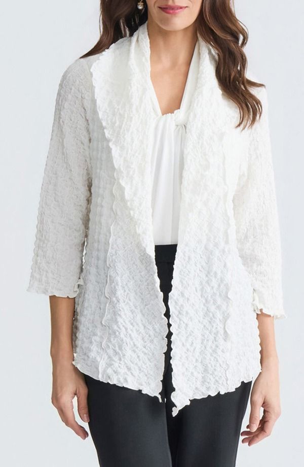 カスパール レディース アウター パーカー・スウェット カーディガン ニット KASPER Pucker Knit Cardigan Vanilla Ice