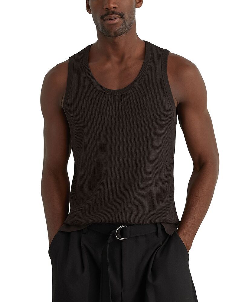 レイス メンズ トップス タンクトップ スリムフィット ニット REISS Watson Slim Fitextured Knitank Top Chocolate チョコレート