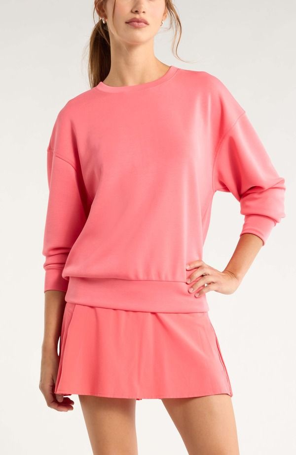 ゼラ レディース アウター パーカー・スウェット シャツ Zella Soft Luxe Boxy Crew Sweatshirt Coral Sharon コーラル
