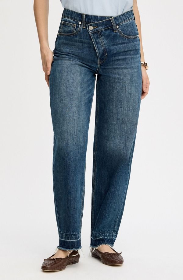 サムエデルマン レディース ボトムス デニムパンツ ジーンズ Sam Edelman Crossover Waist Release Hem Taper Leg Jeans Bozeman Med Wash