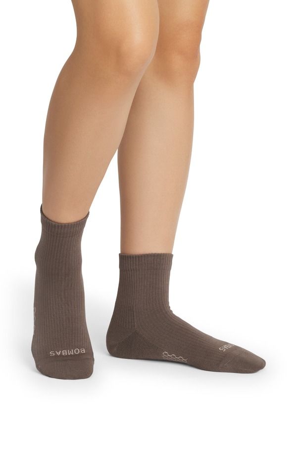 ボンバス レディース アンダーウェア 靴下 Bombas Modern Rib Quarter Socks Mushroom Grey グレー