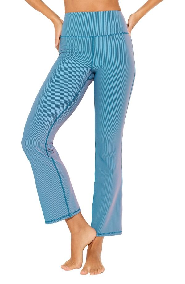 スピリチュアルギャングスタ レディース ボトムス レギンス リブ Spiritual Gangster Auralight Ribbed Slim Flare Leggings Blue Lagoon ブルー