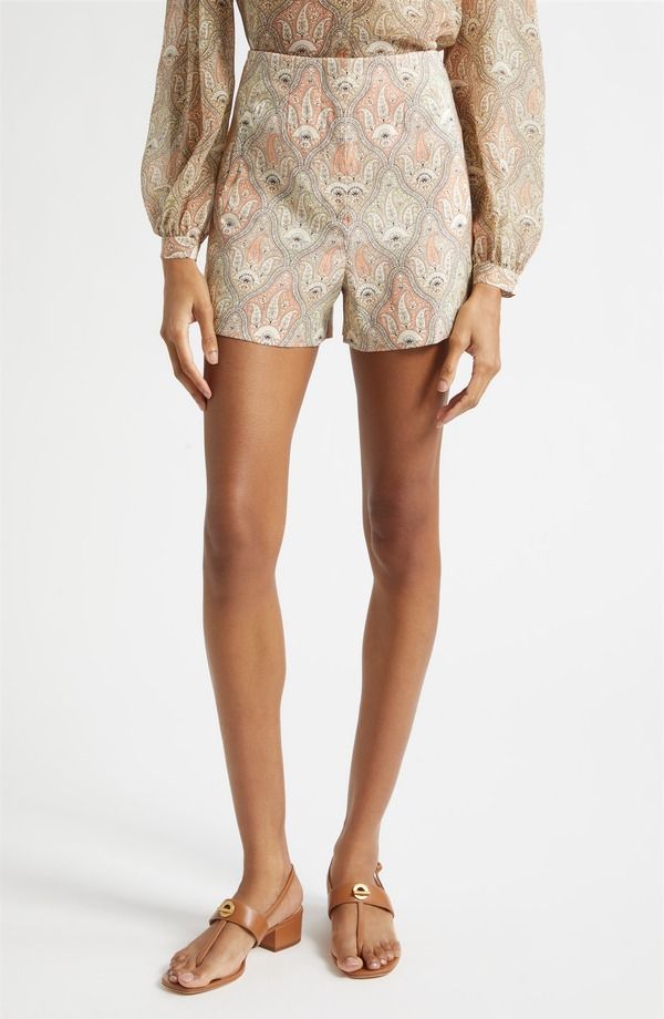 ヴェロニカ ベアード レディース ボトムス ハーフパンツ・ショーツ ショートパンツ リネン Veronica Beard Jazmin Paisley Linen Blend Shortstone Khaki Multi カーキ