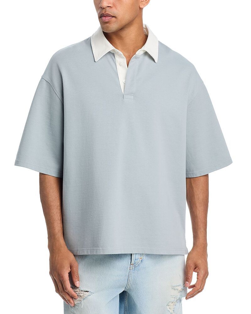 フレーム メンズ トップス ポロシャツ FRAME Short Sleeve Rugby Polo Blue Grey グレー