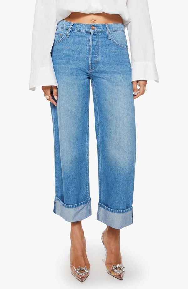 マザー レディース ボトムス カジュアルパンツ ワイドレッグ ジーンズ MOTHER SNACKS The Smoothie Cuffed Crop Wide Leg Jeansecret Ingredient