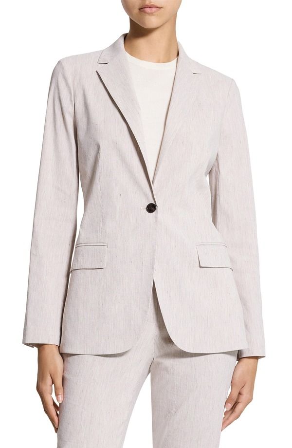 セオリー レディース アウター ジャケット・ブルゾン ブレザー リネン Theory Staple Linen Blend Blazer Cognac Multi マルチカラー
