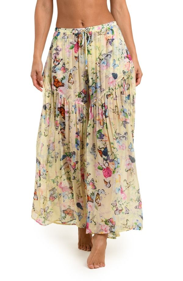 ラジャンス レディース ボトムス レギンス ワイドレッグ パンツ LAGENCE Garden Butterflies Wide Leg CoverUpants Yellow Multi イエロー
