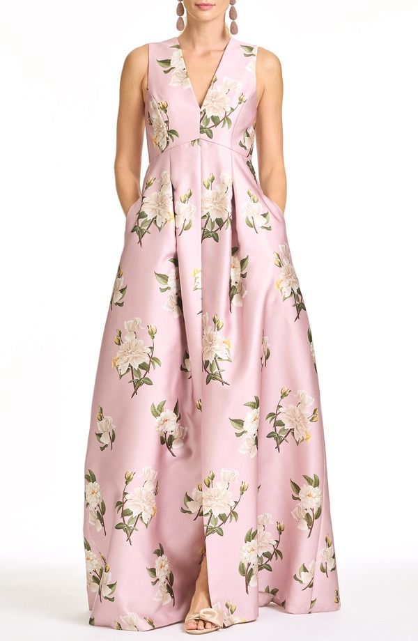 サーチンアンドバビ レディース トップス ワンピース フラワー柄 ノースリーブ フラワー Sachin Babi Brooklynne Floral Sleeveless Gown Rose Quartz Tea