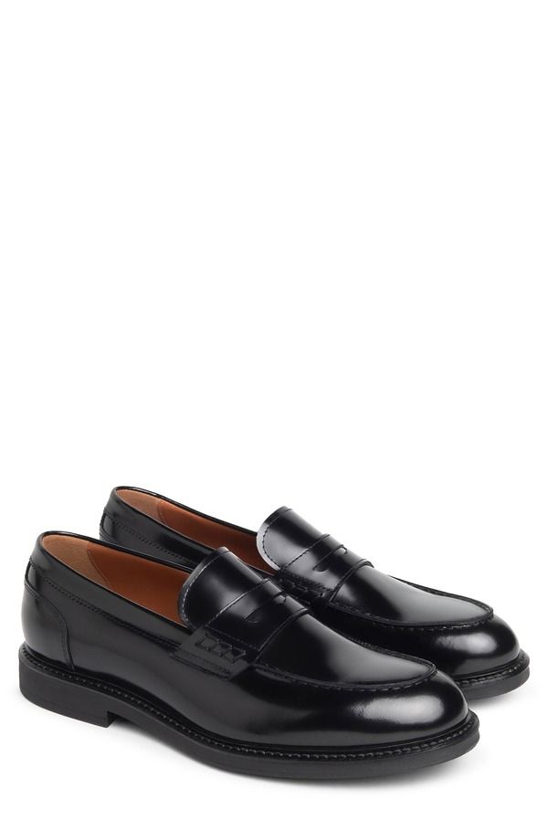 ネーロ ジャルディーニ メンズ シューズ スリッポン・ローファー レザー NeroGiardini LEATHER SLIPON PENNY LOAFER Black ブラック