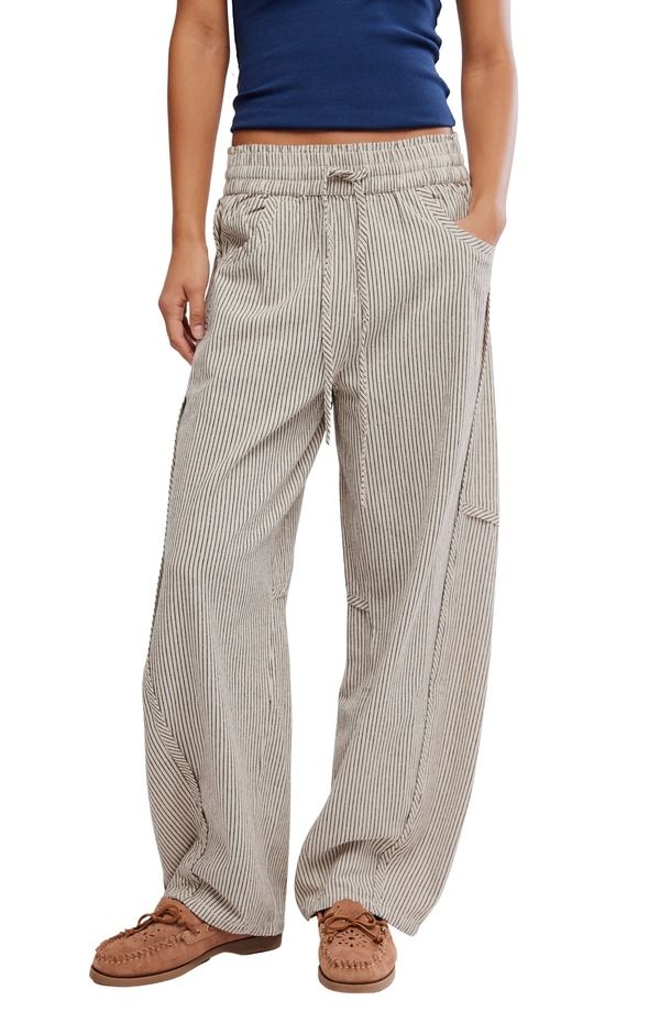 フリーピープル レディース ボトムス レギンス パンツ コットン Free People Somethingood Pinstripe Cotton Drawstring Pants Ivory Combo アイボリー