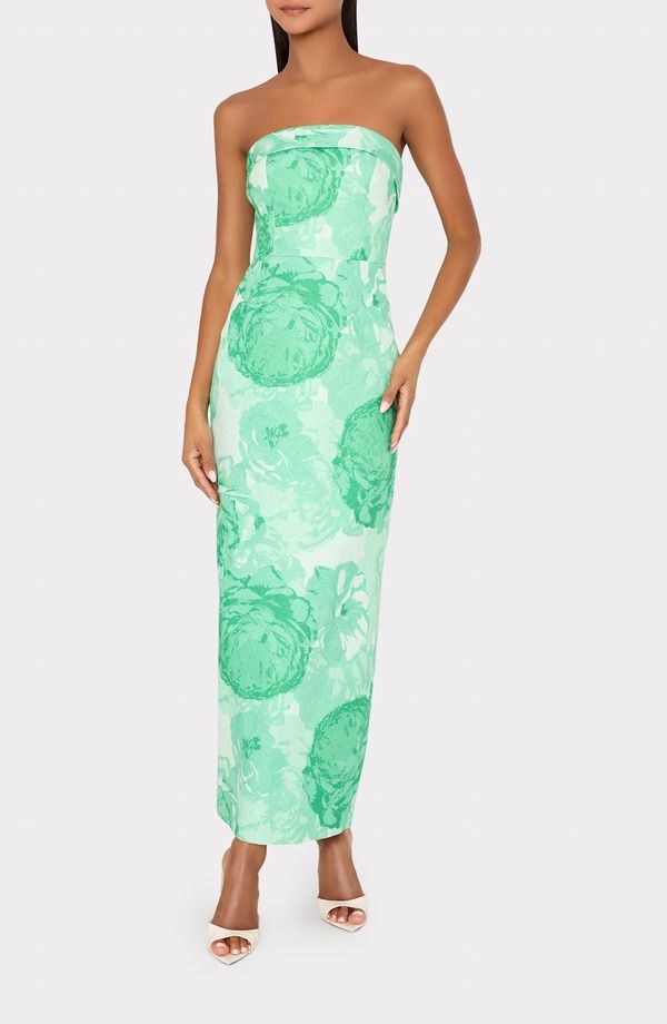 ミリー レディース トップス ワンピーストラップレス Milly Ella Jacquard Strapless Gown Green Multi グリーン