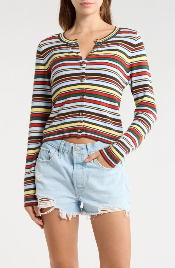 パクサン レディース アウター パーカー・スウェット カーディガン PacSun Marley Button Front Cardigan Stripe ストライプ