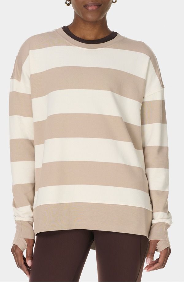 スウェッティベティ レディース アウター パーカー・スウェット シャツ Sweaty Betty After Classtripe Longline Sweatshirt White Dusk Beige Large Stripe ホワイト
