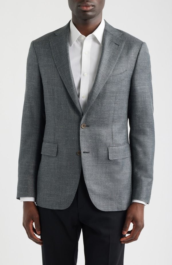 カナーリ メンズ アウター ジャケット・ブルゾン ウール シルク コート Canali Grey Slub Wool Silk Blend Sport Coat Grey グレー
