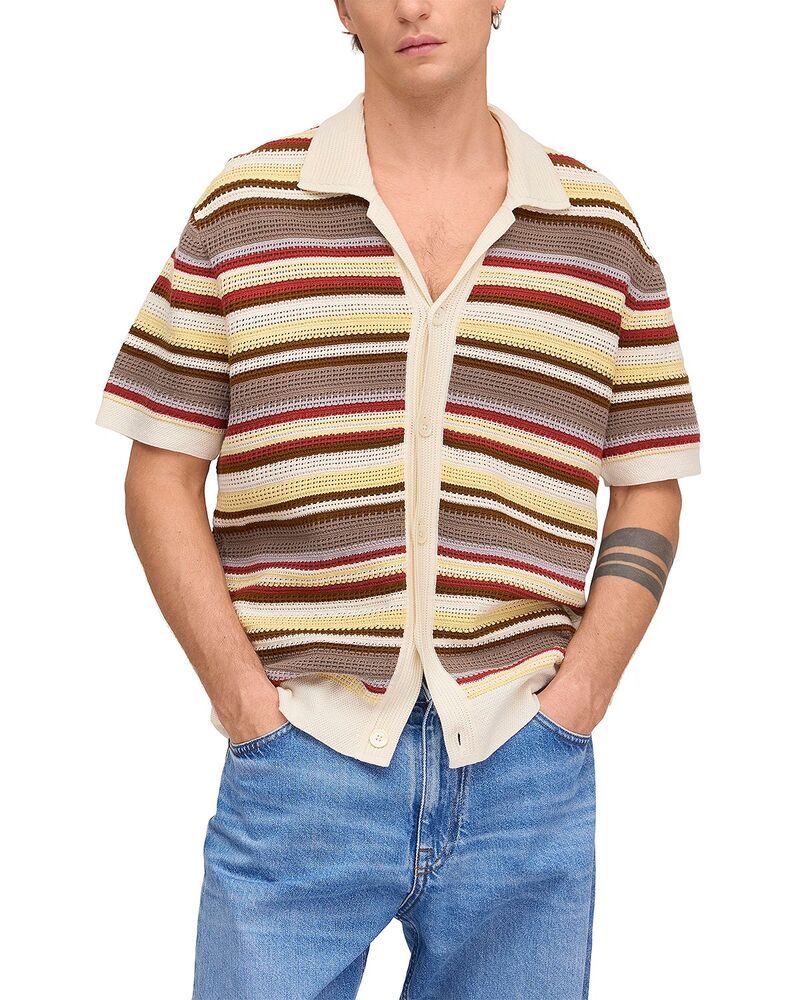 NN07 メンズ アウター カーディガン ポロシャツ NN07 Lars Polo Cardigan Ivory アイボリー