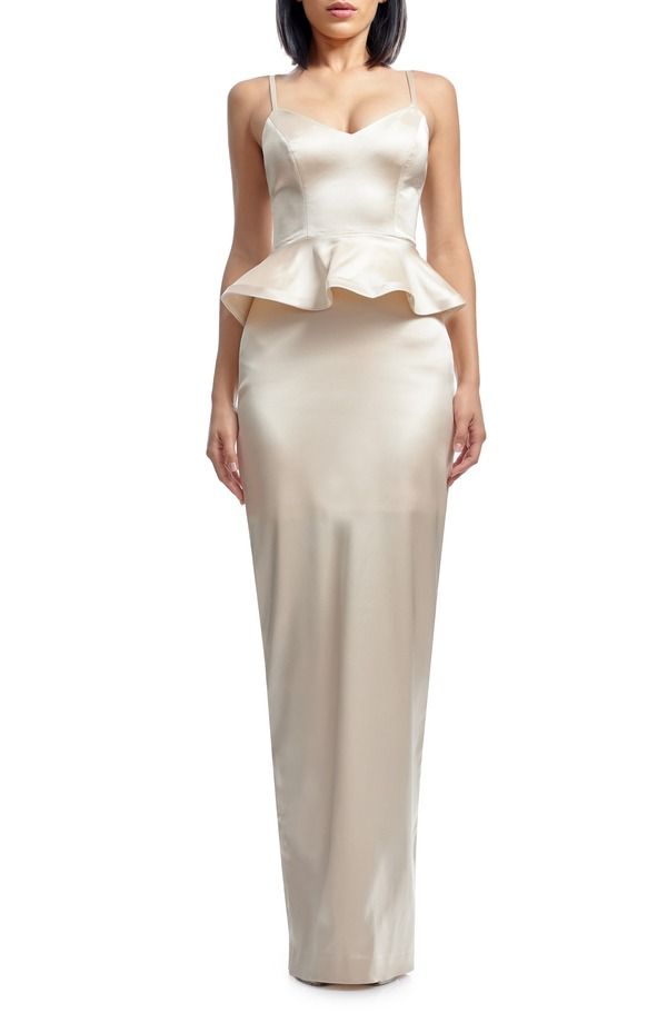 ドレスザポプレーション レディース トップス ワンピース サテン Dress the Population Akiah Satin Gown Champagne シャンパン