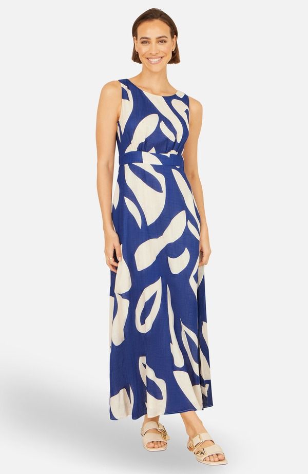 ユミキム レディース ボトムス カジュアルパンツ マキシワンピース プリント コットン マキシ Yumi Cotton Abstract Print Maxi Dress Navy ネイビー