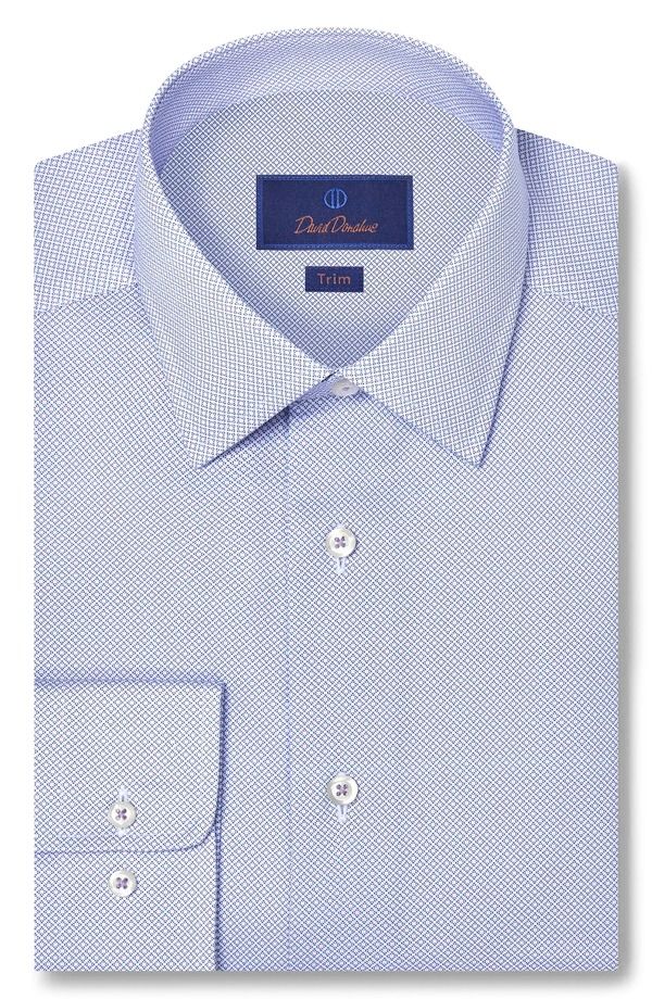 デイビッドドナヒュー メンズ トップス シャツ コットン Davidonahue Trim Fit Neat Cotton Dresshirt Lilac ライラック