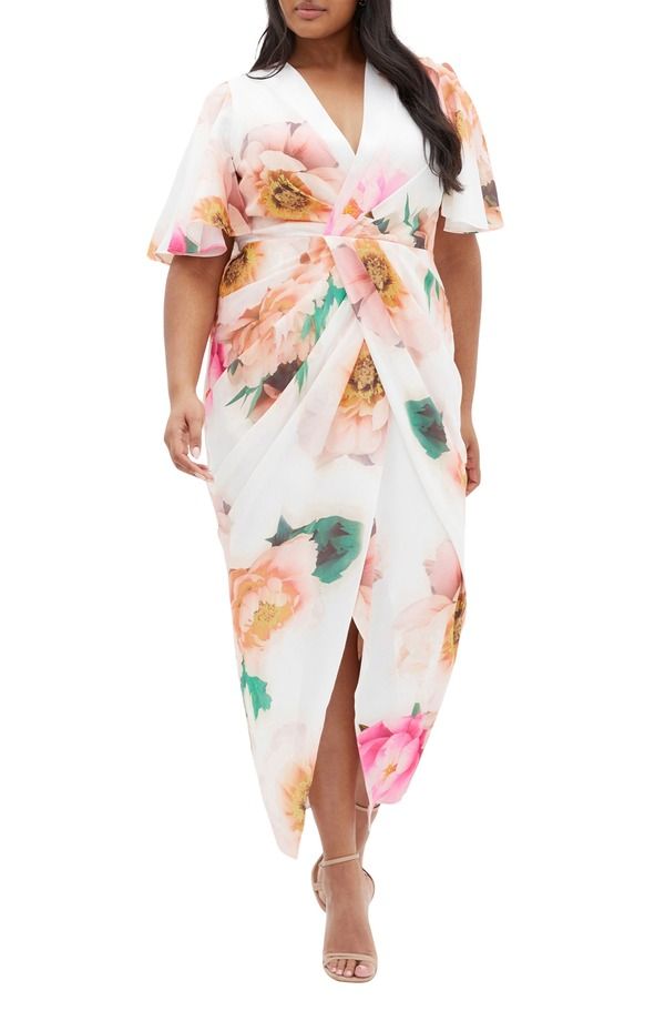 シティーシック レディース トップス ワンピース フラワー柄 プリント マキシ フラワー City Chic Braelynn Floral Print Maxi Dress Garden Party