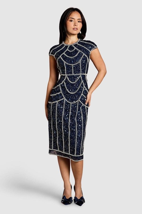 コースト レディース トップス ワンピース プチ ミディ Coast Petitembellished Midi Dress Navy ネイビー