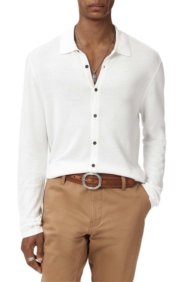 ジョンバルベイトス メンズ アウター パーカー・スウェット カーディガン John Varvatosorrenti Cardigan White ホワイト