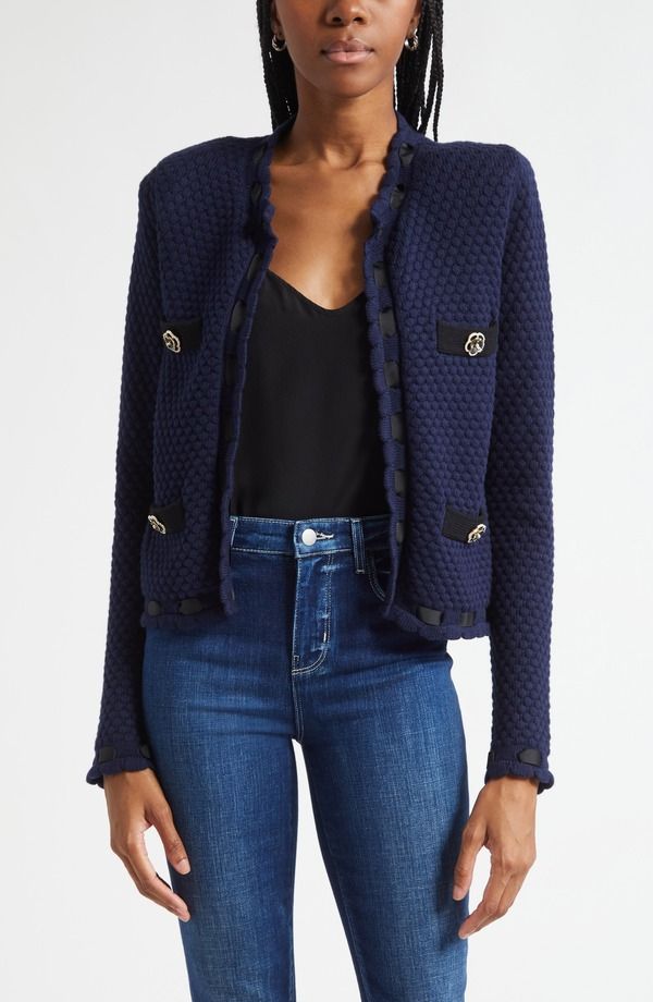 ラジャンス レディース アウター パーカー・スウェット コントラスト カーディガン LAGENCE Astor Contrastrim Cardigan Midnight Black ブラック