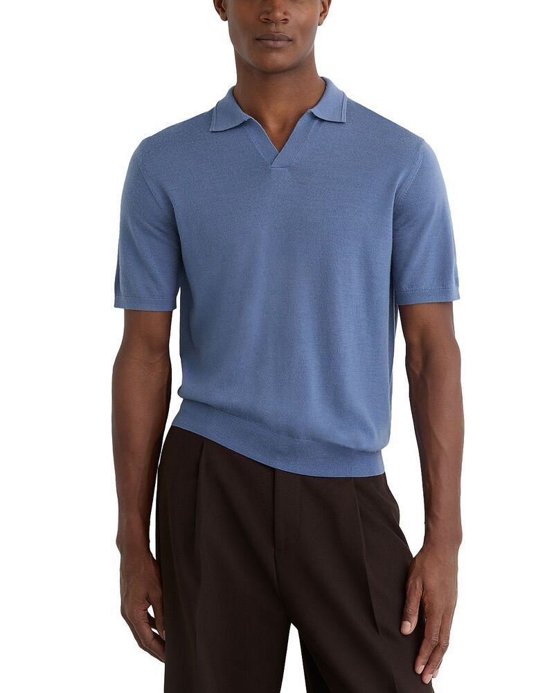 レイス メンズ トップス ポロシャツ ウール REISS Duchie Merino Wool Polo Shirt Nordic Blue ブルー