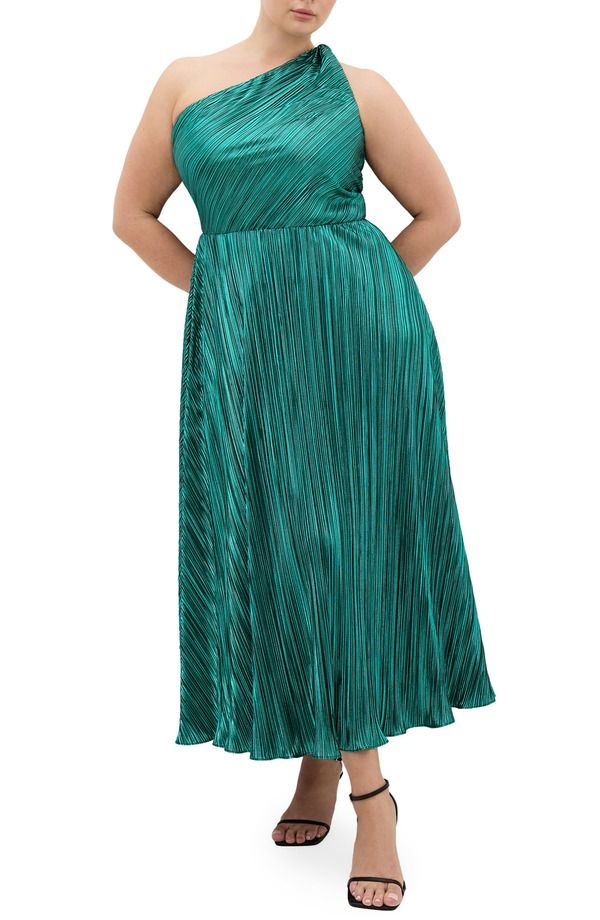 シティーシック レディース トップス ワンピース ワンショルダー トール マキシ City Chic Kamila Metallic OneShoulder Maxi Dress Emerald エメラルド 34,320円