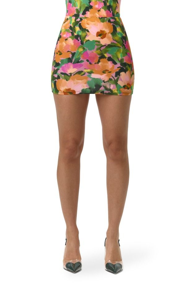 ネイキッドワードローブ レディース ボトムスカート フラワー柄 プリント ミニット フラワー Naked Wardrobe Naked Floral Print Knit Miniskirt Secret Garden
