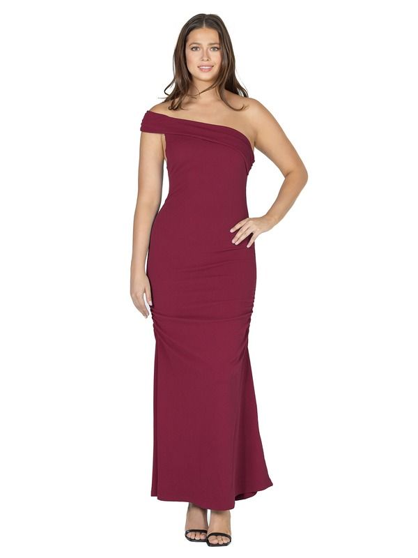 24 セブンコンフォート レディース トップス ワンピース マキシ 24seven Comfort Apparel Formal One Shoulderouched Mermaid Maxi Dress Brick