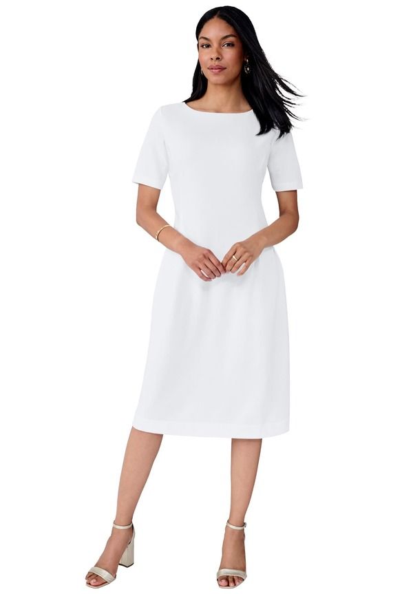 ジェシカロンドン レディース トップス ワンピース クレープ Jessica London Crepe Fit And Flare Dress White ホワイト