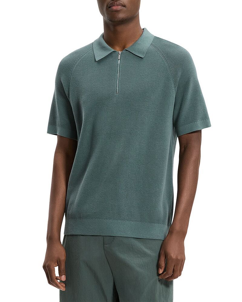 セオリー メンズ トップス ポロシャツ Theory Tactile Zipolo Shirt Light Pine Grove