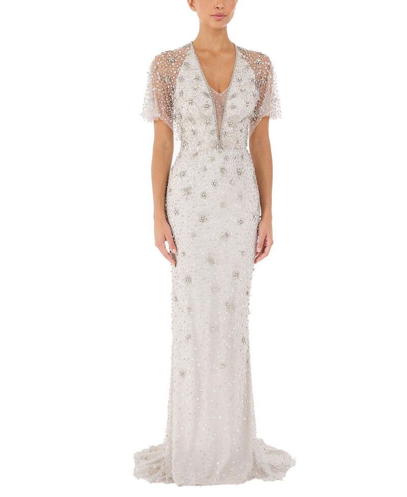 ジェニー・パッカム レディース トップス ワンピース Jenny Packham Sofie CrystalEmbellished Gown Platinum