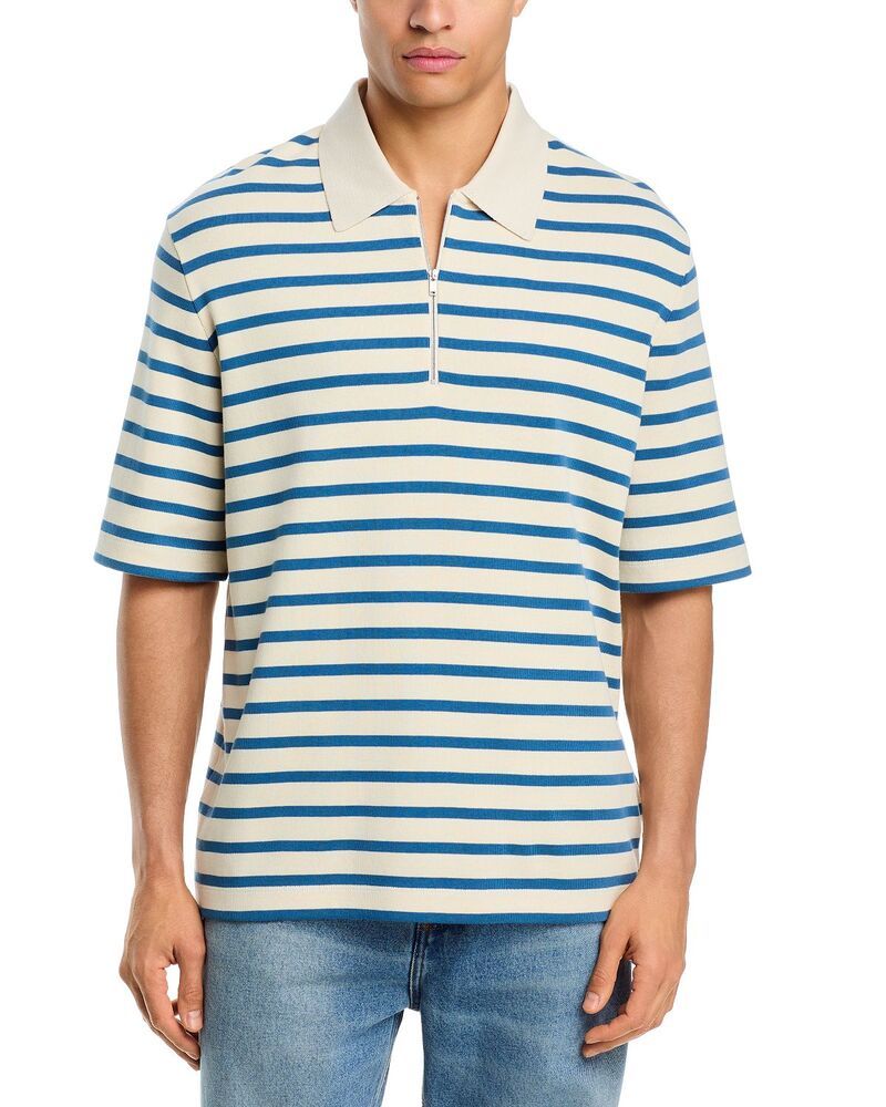 ジル・サンダー メンズ トップス ポロシャツ Jil Sander Zip Stripe Polo Shirt Cornsilk ストライプ