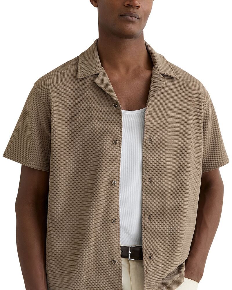 レイス メンズ トップス シャツ REISShort Sleeve Textured Cuban Shirt Camel Brown ブラウン