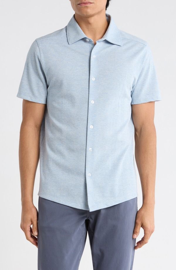 ロバートバラケット メンズ トップス シャツ ニット Robert Barakett Auron Knit ButtonUp Shirt Powder Blue ブルー