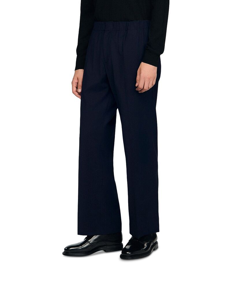サンドロ メンズ ボトムス カジュアルパンツ ワイドレッグ Sandro Wide Leg Trousers Navy Blue ネイビー