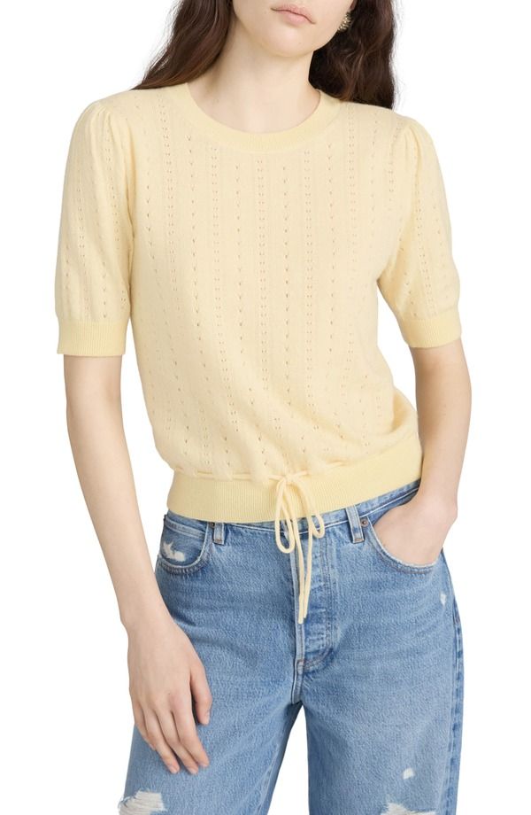 フレーム レディース アウター パーカー・スウェット セーター FRAME The Cashmere Charm Pointelle Sweater Canary