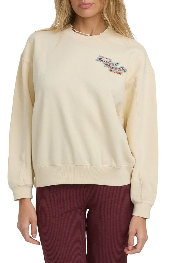 ビラボン レディース アウター パーカー・スウェット クルーネック シャツ Billabong Raise Blaze Kendal Crewneck Sweatshirt White Cap ホワイト